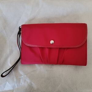 EUC MZW Red Pleated Nylon Wristlet